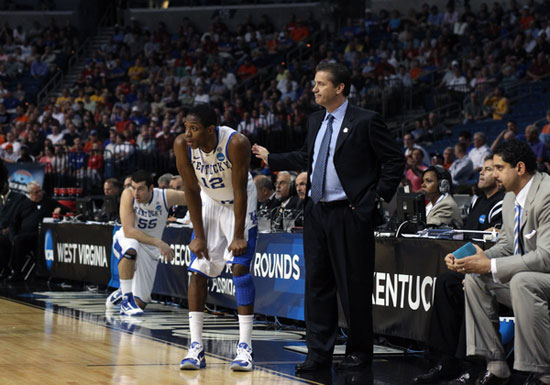 Brandon Knight and Head Coach John Calipari of the Kentucky Wildcats